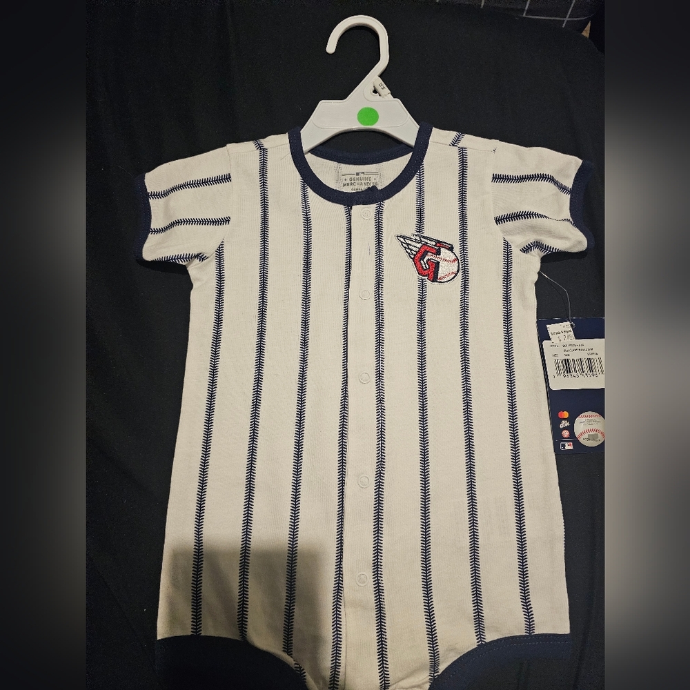 Striped Baby Onesie with Cleveland Guardians Logo